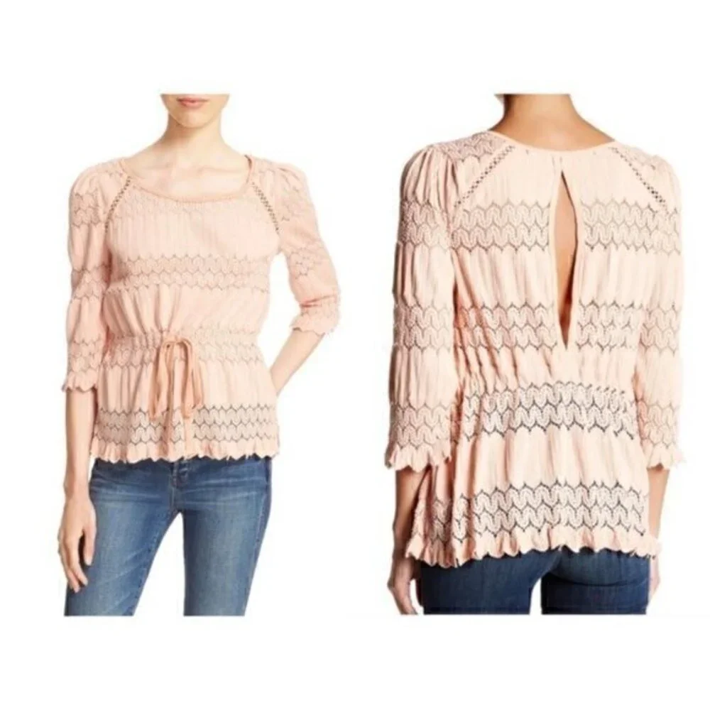 Free People Fire Island Knit Blouse Size M